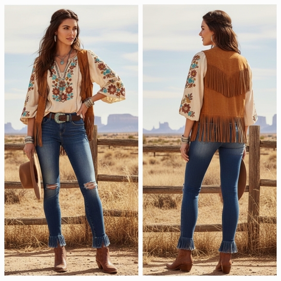 Frame Denim Denim - NWOT Frame Denim 30 Boho Western Rodeo Mid Rise Le Flare Kick Flare Fray Jeans